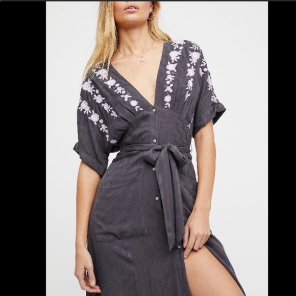 NWT Free People Embroidered Midi Dress size Medium - Picture 5 of 6